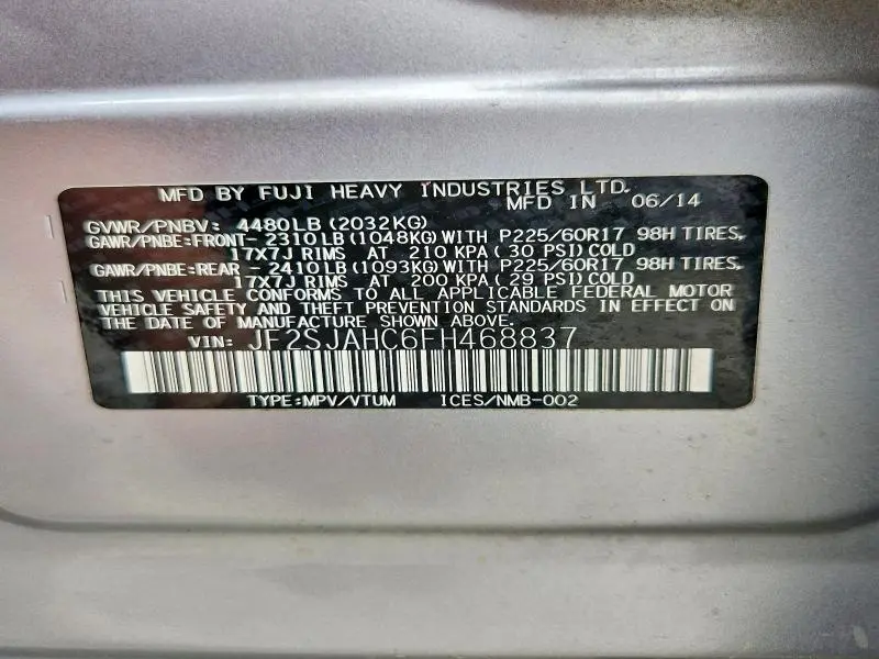2015 SUBARU FORESTER 2.5I LIMITED  