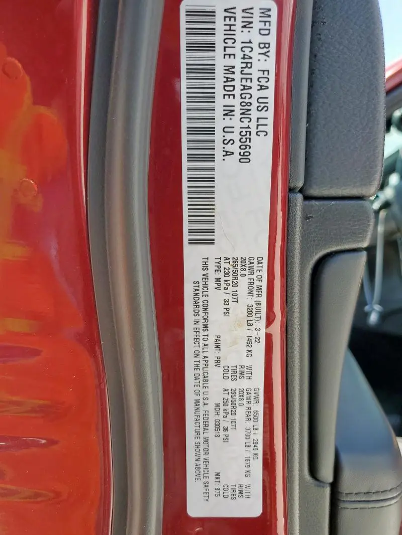 2022 JEEP GRAND CHEROKEE LAREDO E  