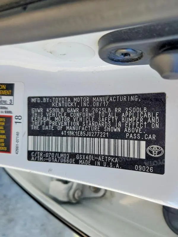 2018 TOYOTA AVALON XLE  