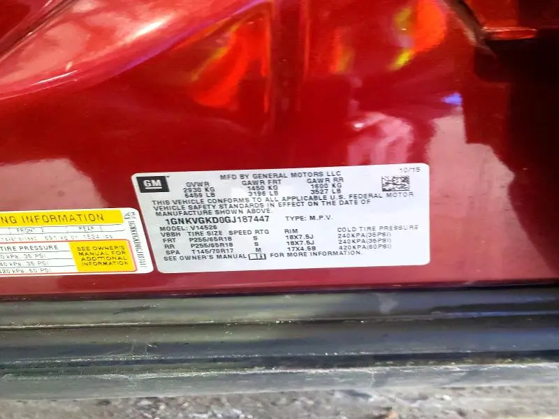 2016 CHEVROLET TRAVERSE LT  