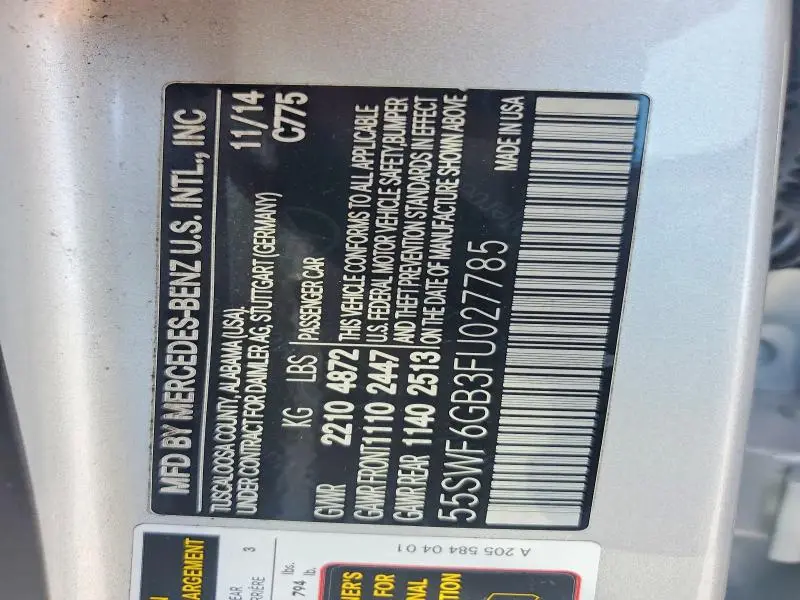 2015 MERCEDES-BENZ C 400 4MATIC  