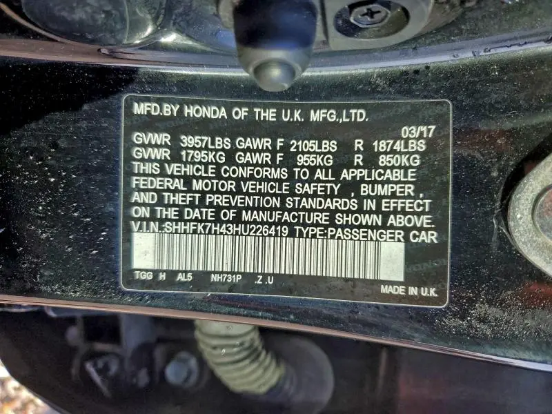 2017 HONDA CIVIC SPORT  