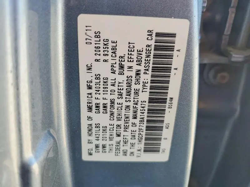 2011 HONDA ACCORD EX  