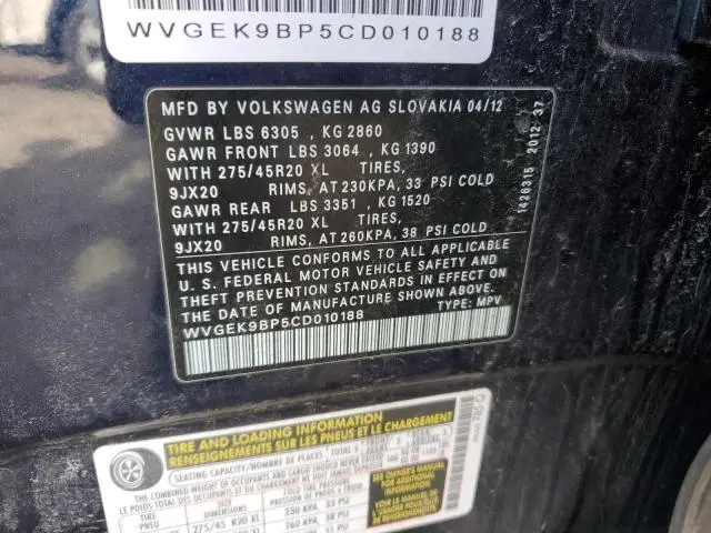 2012 VOLKSWAGEN TOUAREG V6 TDI  