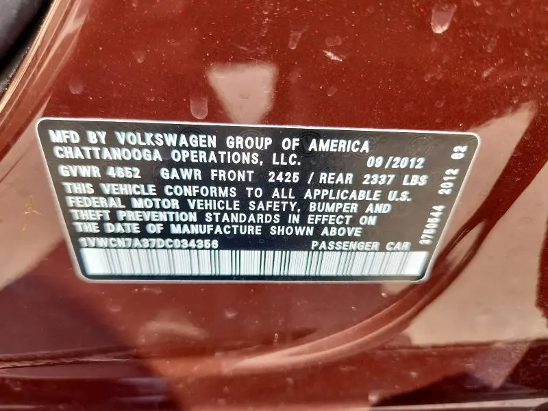 2013 VOLKSWAGEN PASSAT SEL  