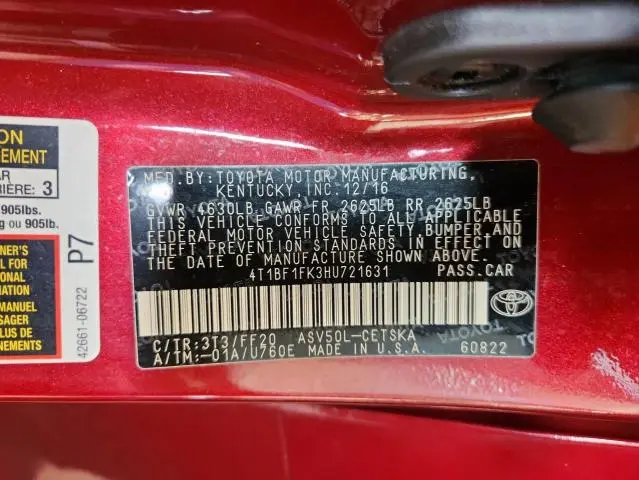2017 TOYOTA CAMRY LE  