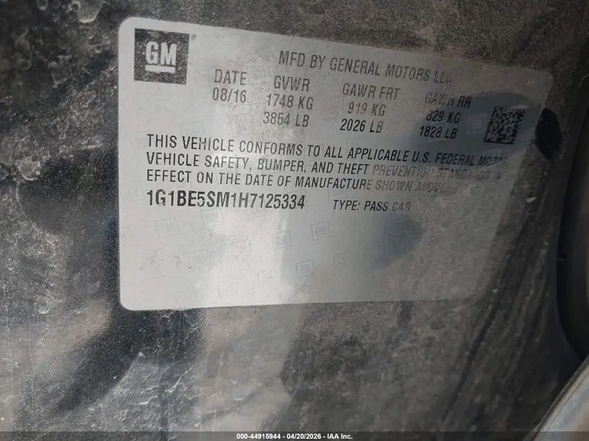 2017 CHEVROLET CRUZE LT AUTO