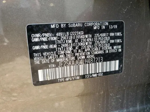 2020 SUBARU FORESTER PREMIUM  