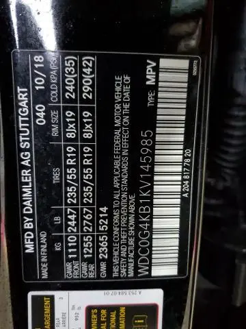 2019 MERCEDES-BENZ GLC 300 4MATIC  