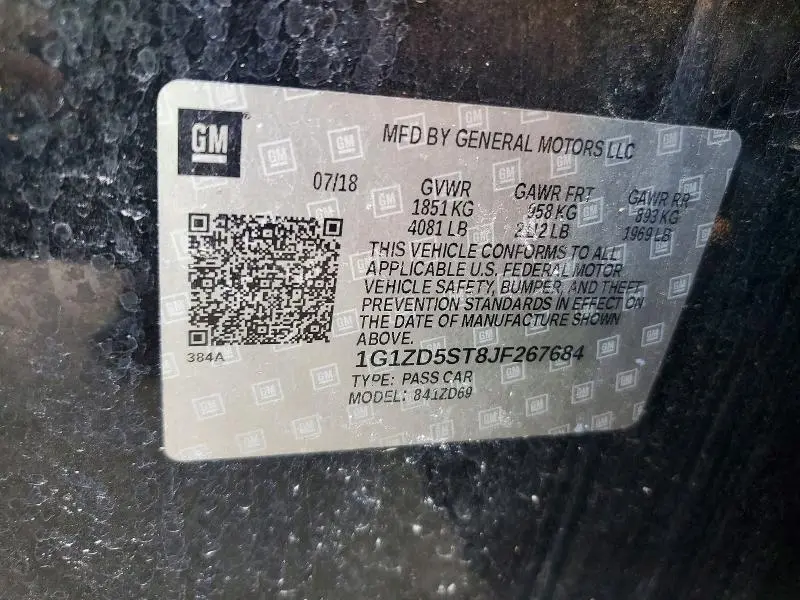 2018 CHEVROLET MALIBU LT  
