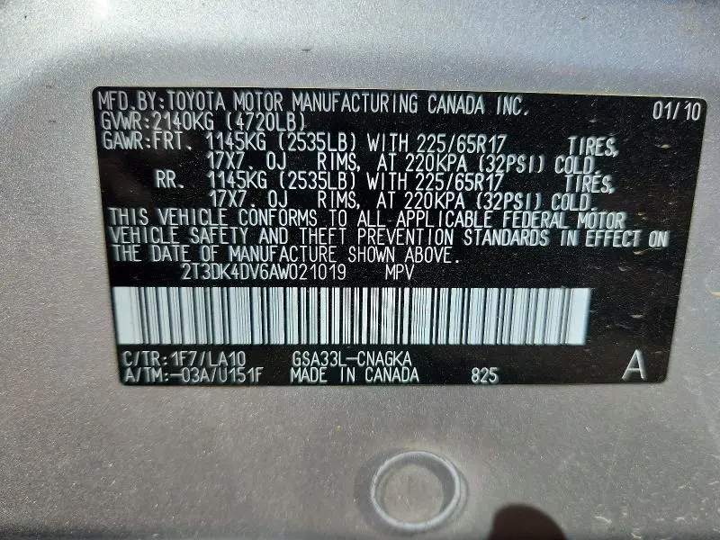 2010 TOYOTA RAV4 LIMITED  