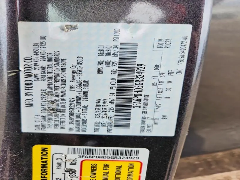 2016 FORD FUSION SE  