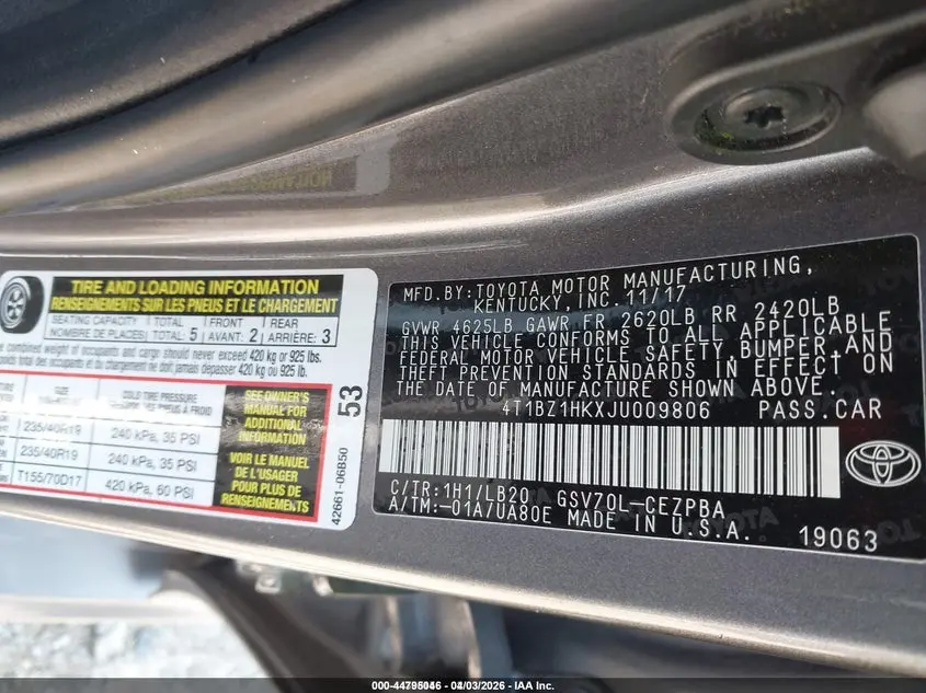 2018 TOYOTA CAMRY XSE V6