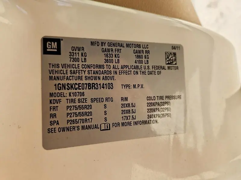 2011 CHEVROLET TAHOE K1500 LTZ  