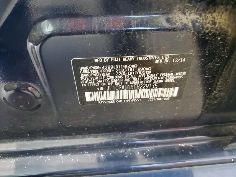 2015 SUBARU IMPREZA SPORT  