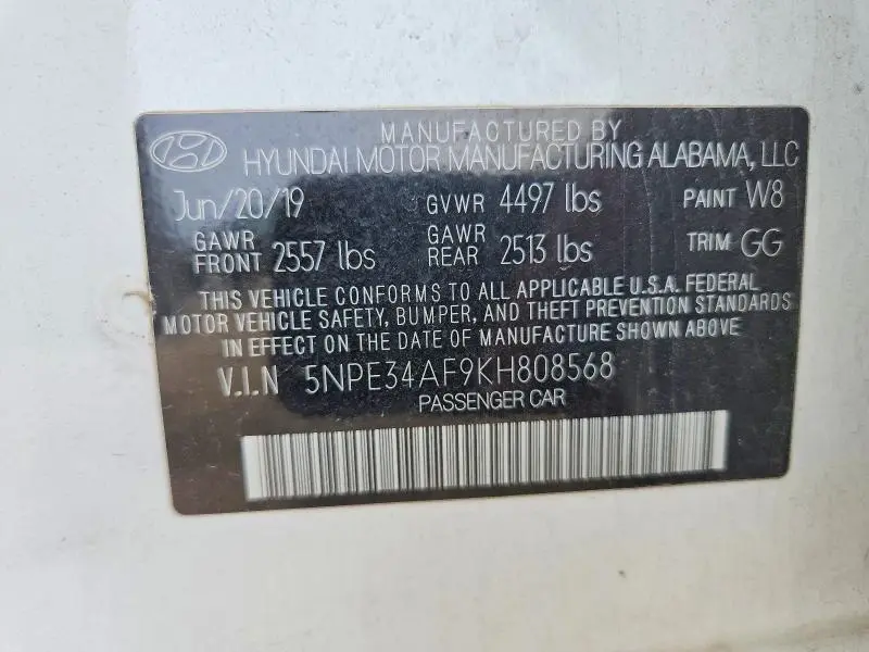 2019 HYUNDAI SONATA LIMITED  