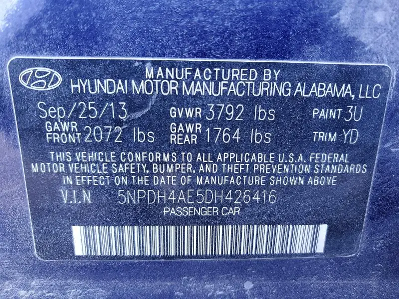 2013 HYUNDAI ELANTRA GLS  