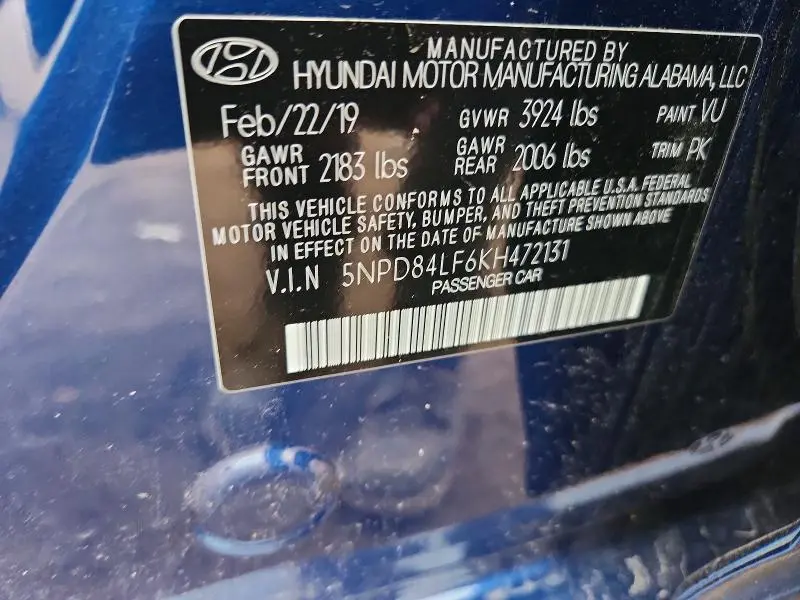 2019 HYUNDAI ELANTRA VALUE EDITION  