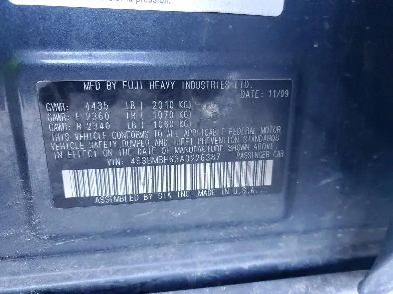 2010 SUBARU LEGACY 2.5I PREMIUM  