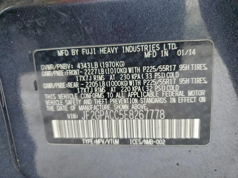 2014 SUBARU XV CROSSTREK 2.0 PREMIUM  