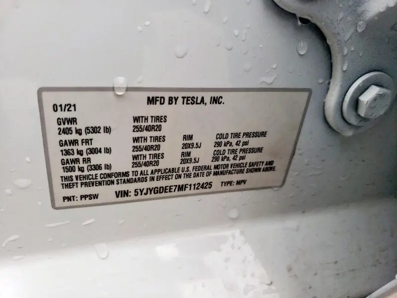 2021 TESLA MODEL Y 