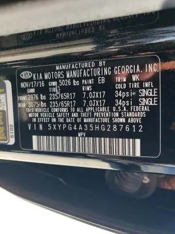 2017 KIA SORENTO LX  