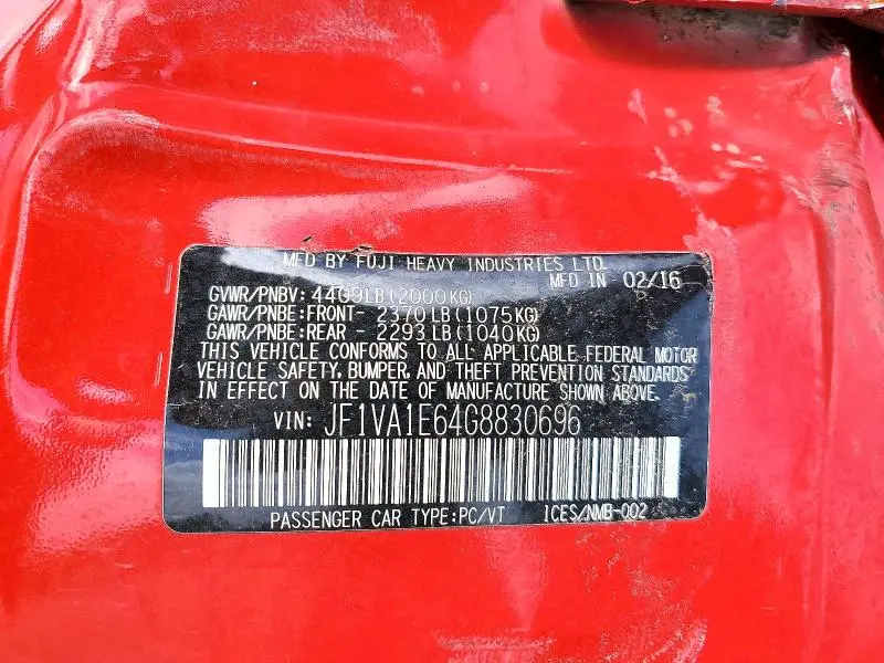 2016 SUBARU WRX PREMIUM  