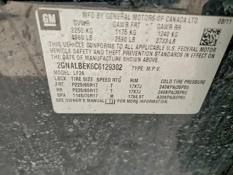 2012 CHEVROLET EQUINOX LS  