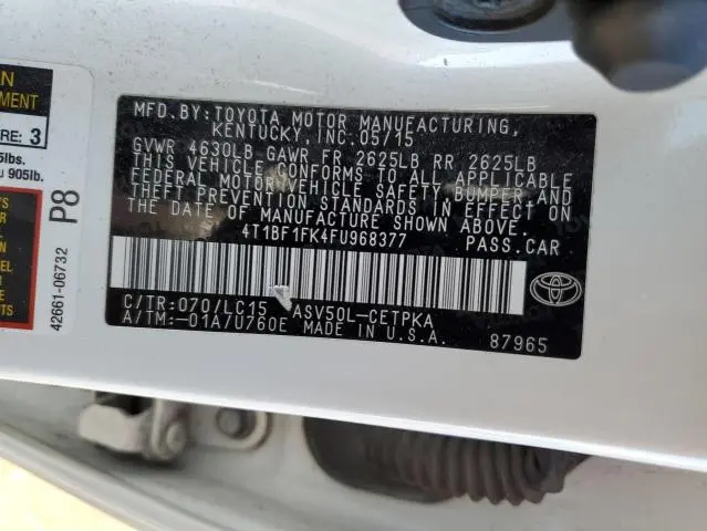 2015 TOYOTA CAMRY LE