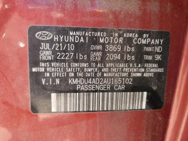2010 HYUNDAI ELANTRA BLUE  