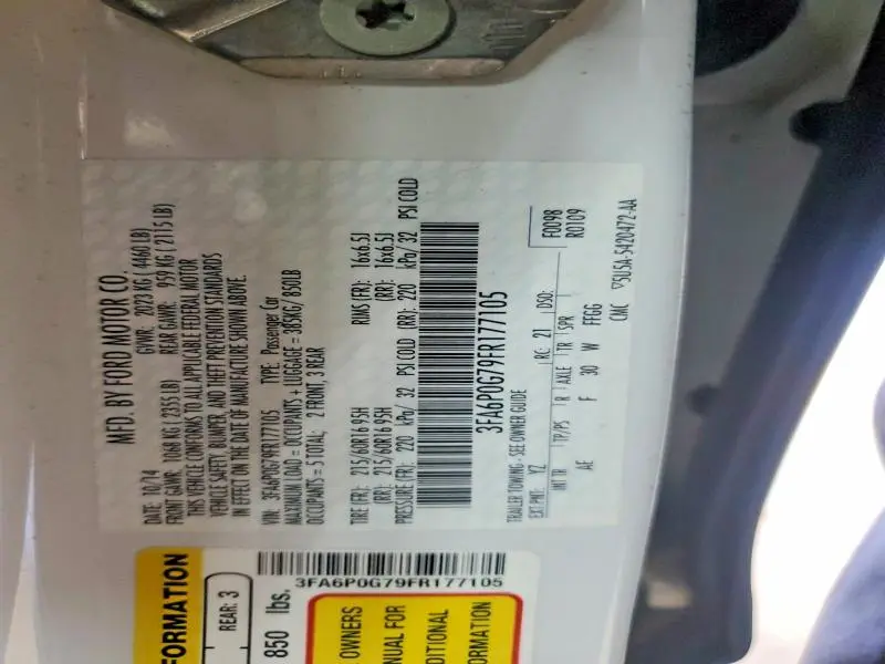 2015 FORD FUSION S  