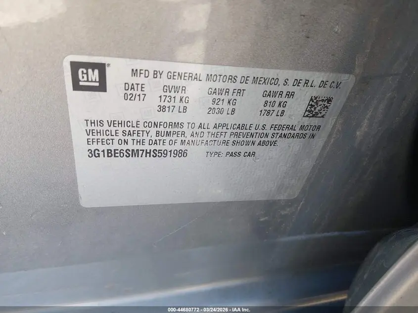 2017 CHEVROLET CRUZE LT AUTO