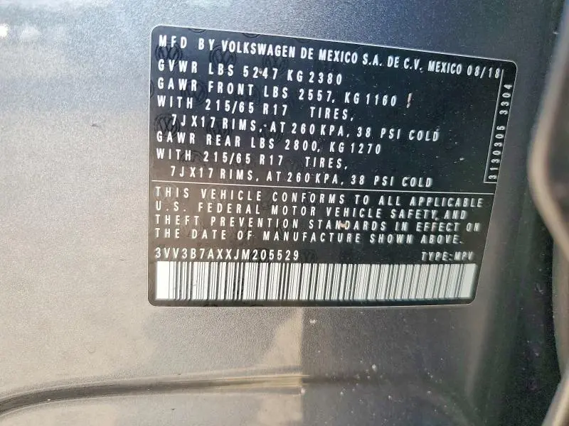 2018 VOLKSWAGEN TIGUAN SE  