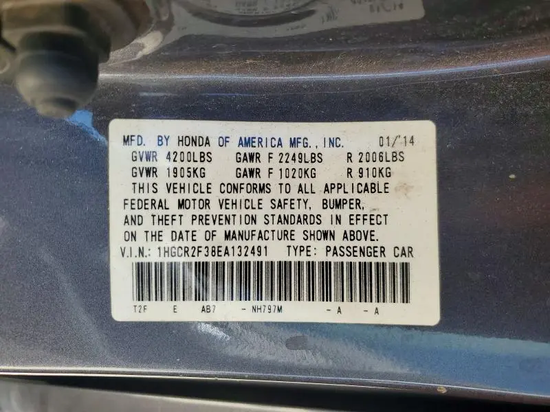 2014 HONDA ACCORD LX  
