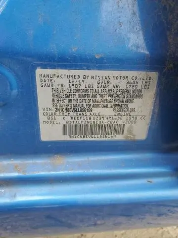 2020 NISSAN VERSA SV  