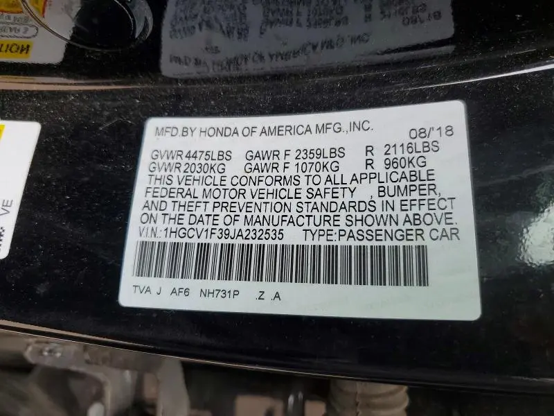 2018 HONDA ACCORD SPORT  