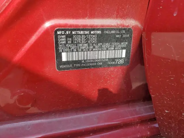 2019 MITSUBISHI MIRAGE ES  