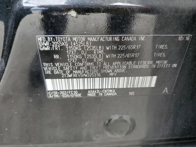 2017 TOYOTA RAV4 XLE  