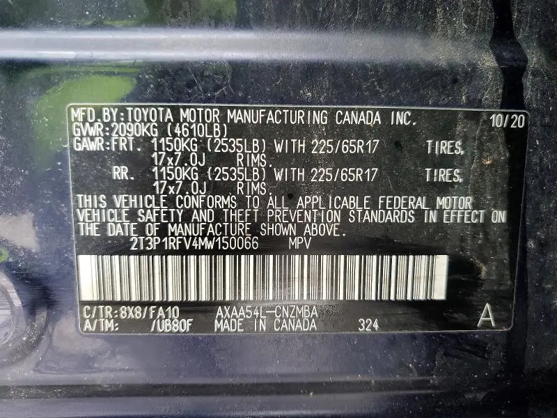 2021 TOYOTA RAV4 XLE  