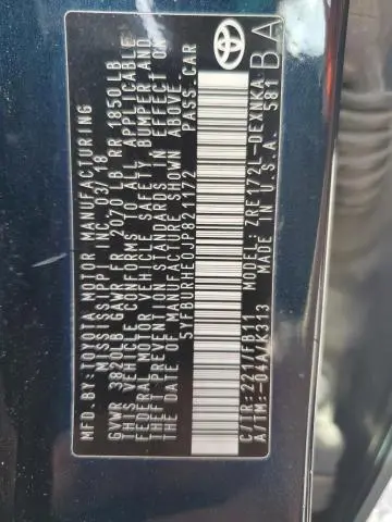 2018 TOYOTA COROLLA L  