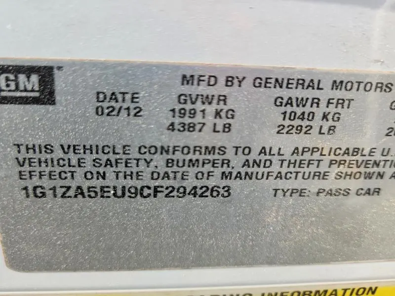 2012 CHEVROLET MALIBU LS  