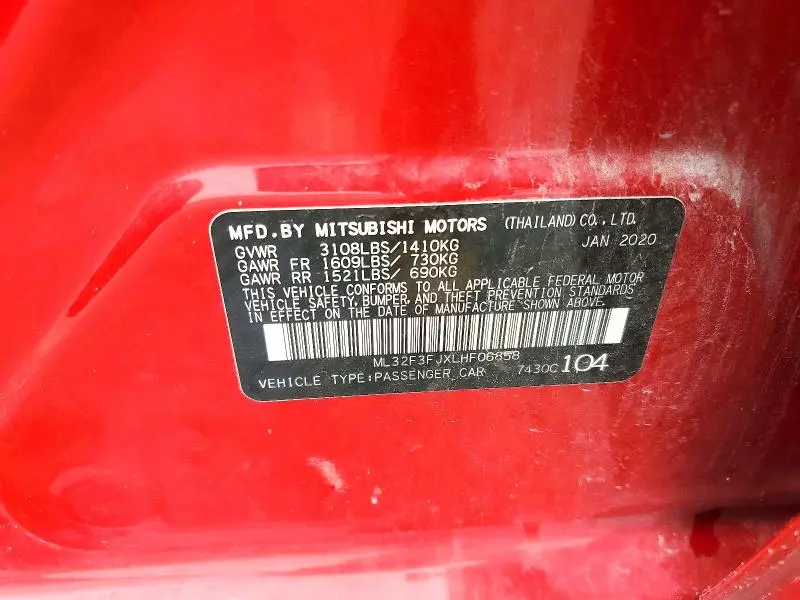 2020 MITSUBISHI MIRAGE G4 ES  