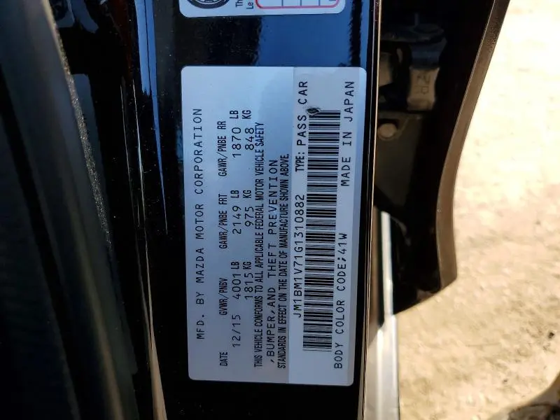 2016 MAZDA 3 TOURING  