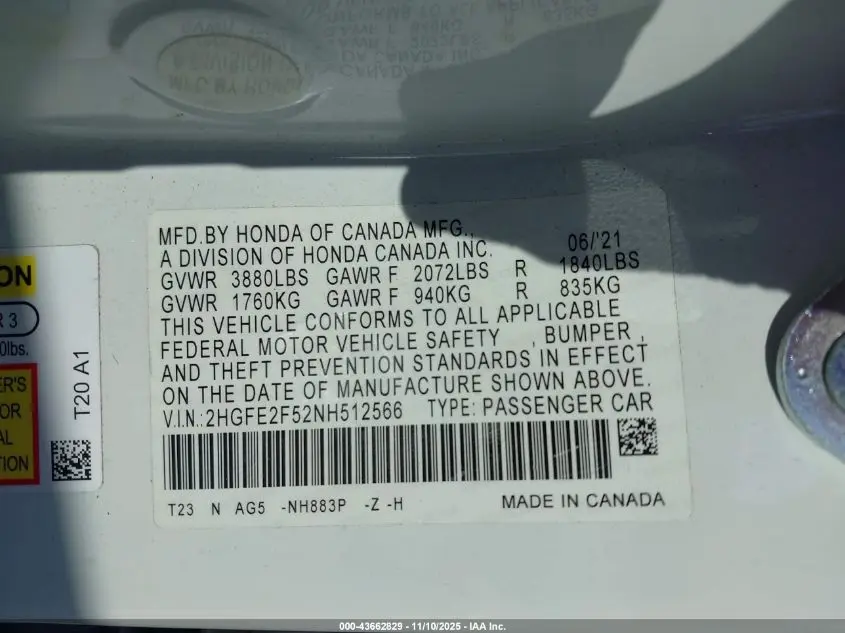 2022 HONDA CIVIC SPORT