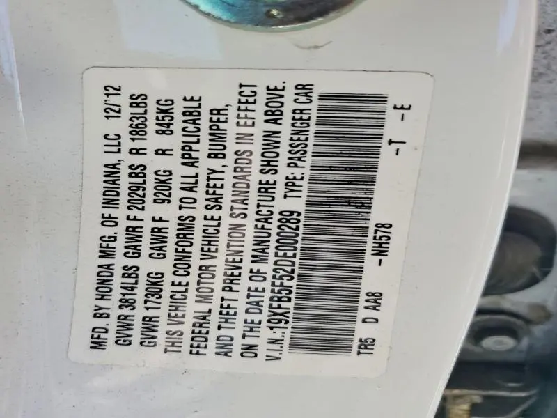 2013 HONDA CIVIC NATURAL GAS  