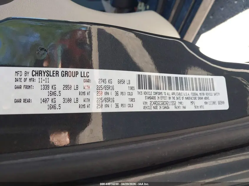2012 DODGE GRAND CARAVAN SXT