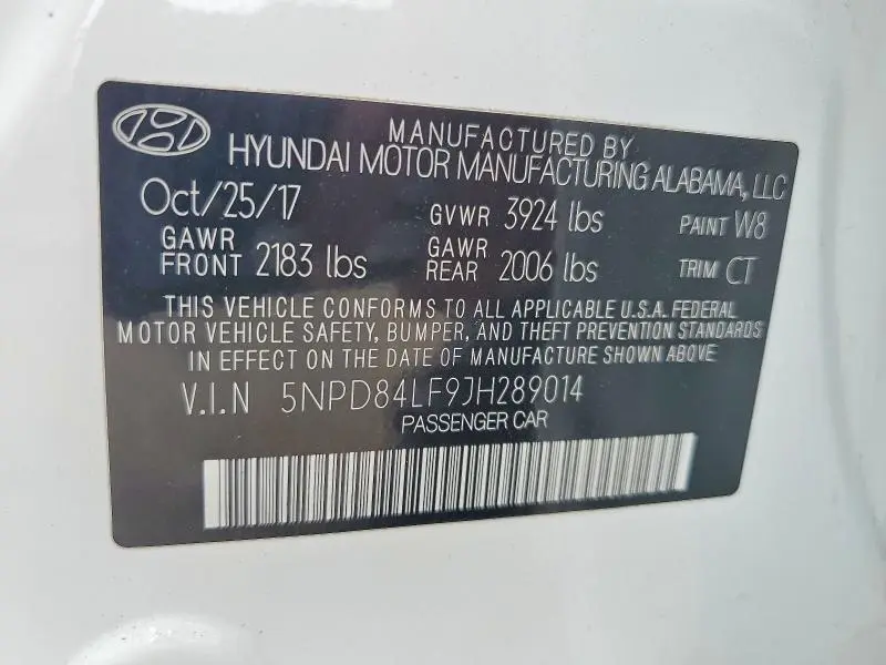 2018 HYUNDAI ELANTRA SEL  