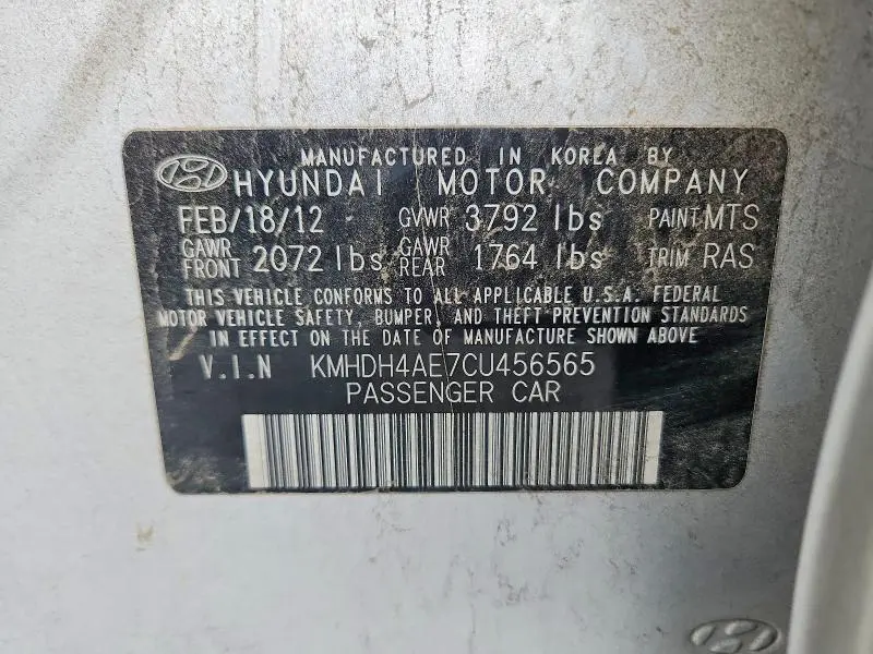 2012 HYUNDAI ELANTRA LIMITED  