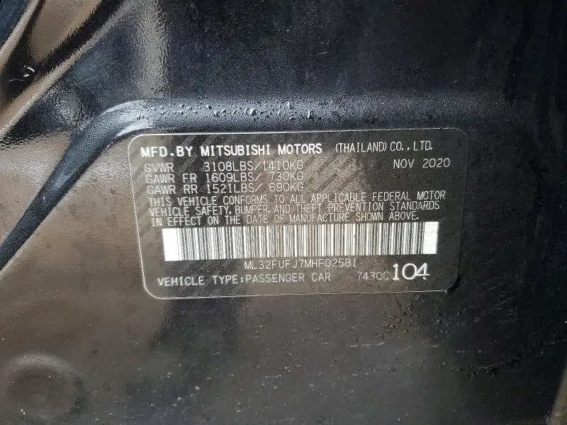2021 MITSUBISHI MIRAGE G4 ES  