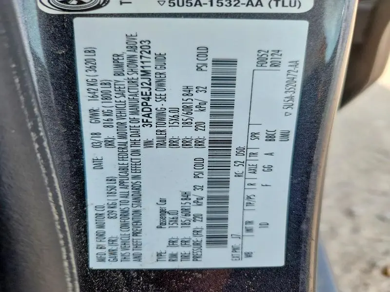2018 FORD FIESTA SE  
